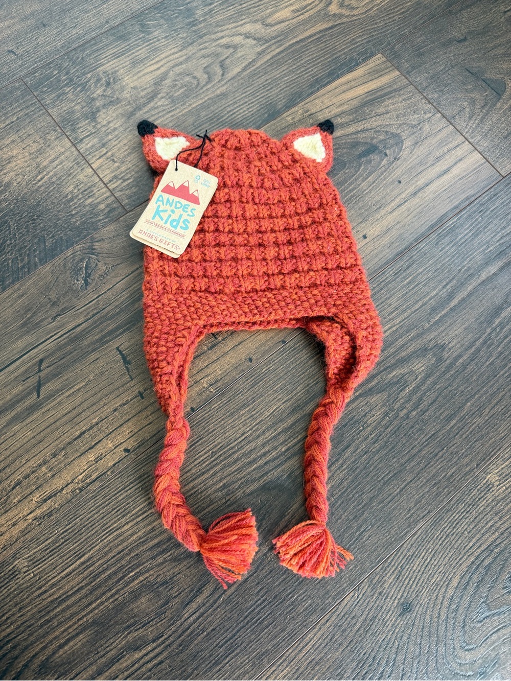 Andes Gifts Kids Orange Fox Knit Hat NWT